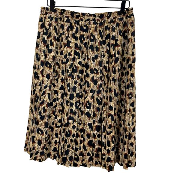 Vintage 90s Leopard Print A-Line Skirt Tan & Black Elastic Waist - Size XL - Picture 3 of 9